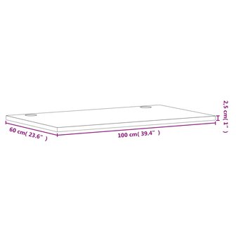 Bureaublad 100x60x2,5 cm massief beukenhout