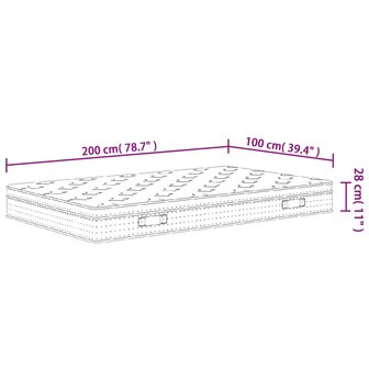 Pocketveringmatras middelhard 100x200 cm