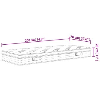 Pocketveringmatras middelhard 70x200 cm