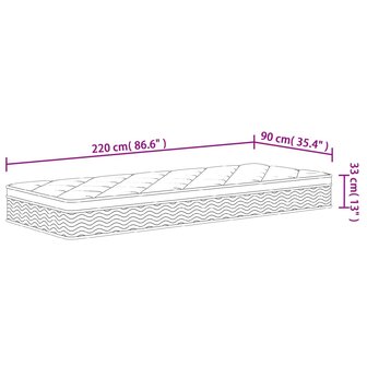 Pocketveringmatras middelhard-plus 90x220 cm