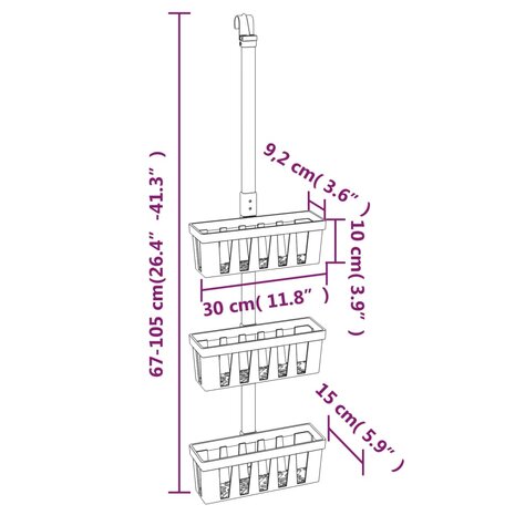 Doucherek 30x15x(67-105) cm aluminium