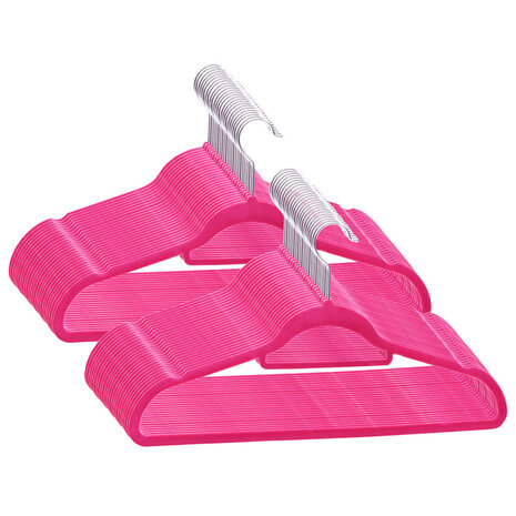 50-delige Kledinghangerset anti-slip fluweel roze