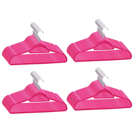 100-delige Kledinghangerset anti-slip fluweel roze