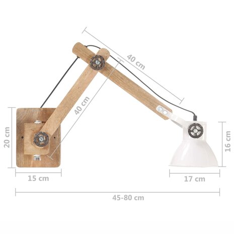 Wandlamp industrieel rond E27 wit