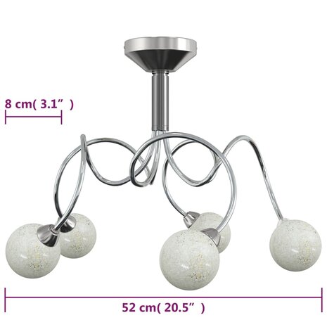 Plafondlamp met glasbollen rond 5xG9