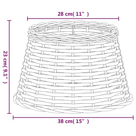 Lampenkap Ø38x23 cm wicker wit