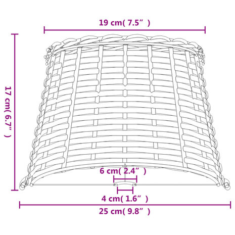 Lampenkap Ø25x17 cm wicker bruin