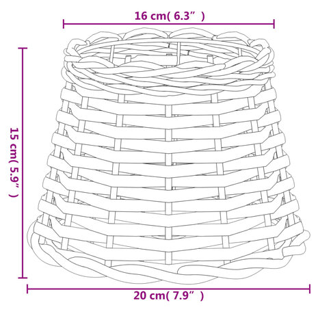 Lampenkap Ø20x15 cm wicker wit