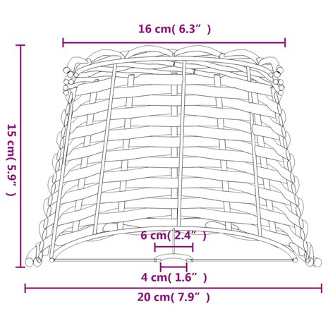 Lampenkap Ø20x15 cm wicker wit