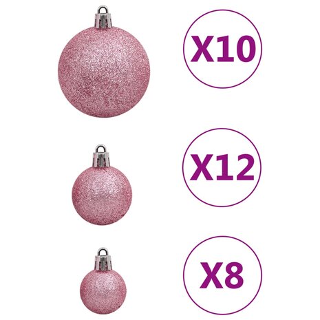 111-delige Kerstballenset polystyreen roze