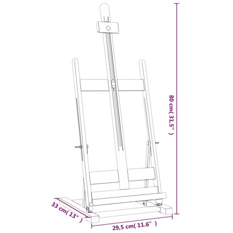 Tafelezel 29,5x33x80 cm massief grenenhout