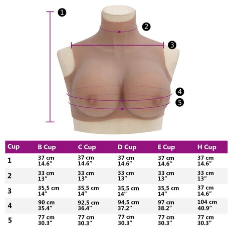 Borstprothese H-cup silicone tan