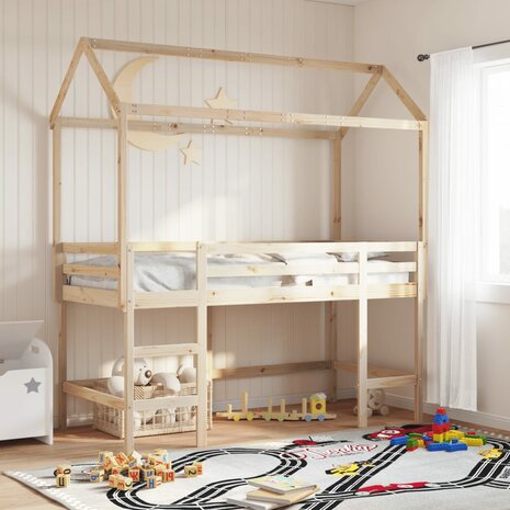 Kinderbedhuisje 207x95,5x159 cm massief grenenhout