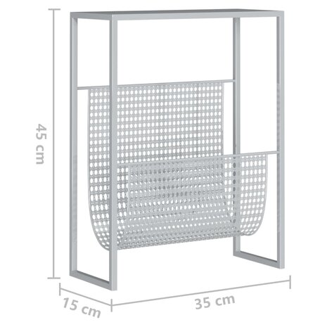 Tijdschriftenrek 35x15x45 cm staal zilverkleurig