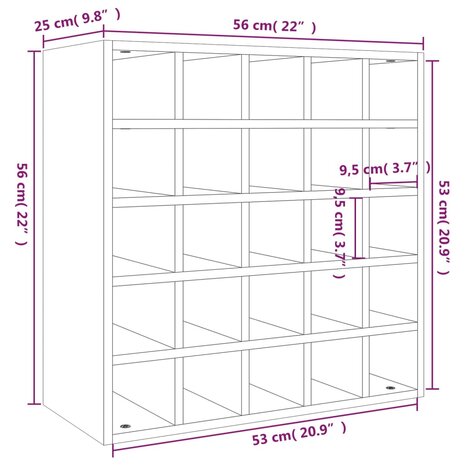 Wijnkast 56x25x56 cm massief grenenhout