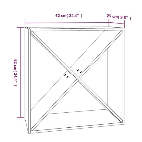 Wijnkast 62x25x62 cm massief grenenhout