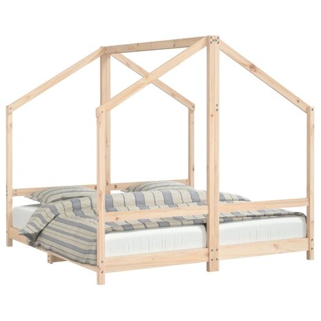 Kinderbedframe 2x(80x160) cm massief grenenhout