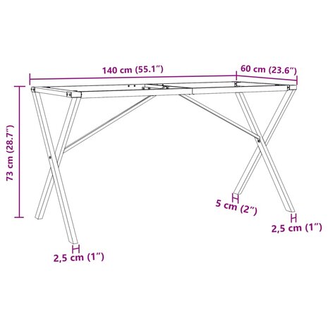 Eettafelpoten X-frame 140x60x73 cm gietijzer