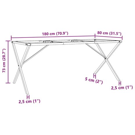 Eettafelpoten X-frame 180x80x73 cm gietijzer