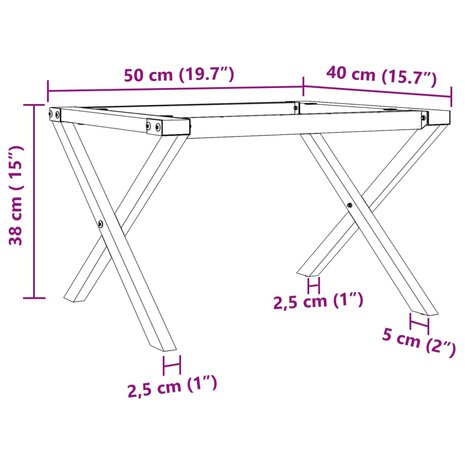 Salontafelpoten X-frame 50x40x38 cm gietijzer