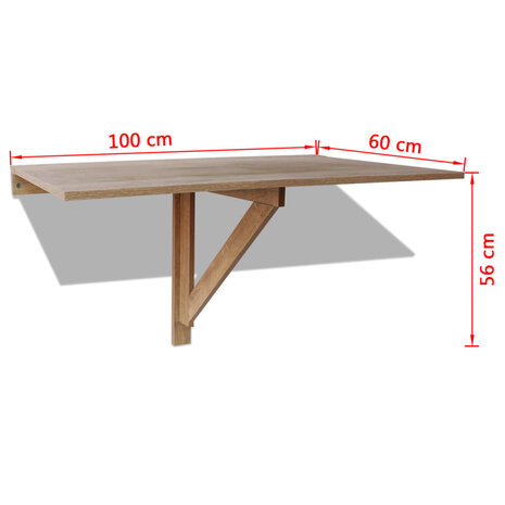 Wandtafel inklapbaar 100x60 cm eikenkleurig