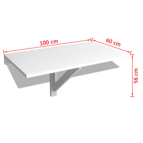 Wandtafel inklapbaar 100x60 cm wit