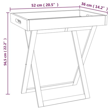 Dienbladtafel inklapbaar 52x36x56,5 cm walnotenhout