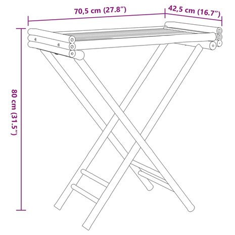 Dienbladtafel inklapbaar 70,5x42,5x80 cm bamboe