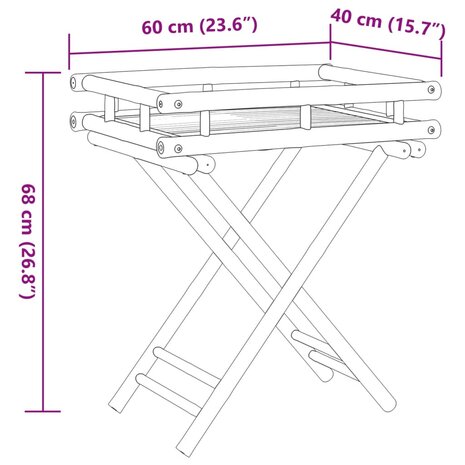 Dienbladtafel inklapbaar 60x40x68 cm bamboe