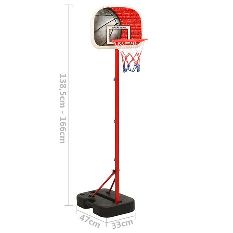 Basketbalset draagbaar verstelbaar 138,5-166 cm