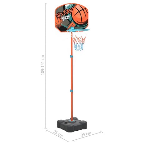 Basketbalset draagbaar verstelbaar 109-141 cm