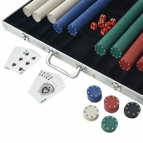 Pokerset met 1000 chips aluminium