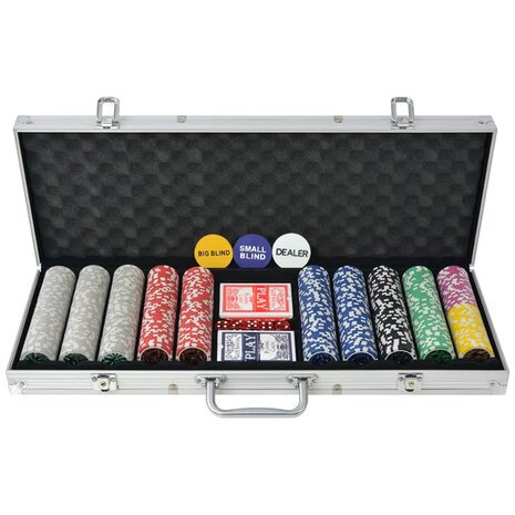 Pokerset met 500 chips aluminium