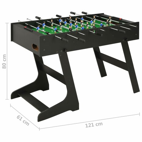 Voetbaltafel inklapbaar 121x61x80 cm zwart