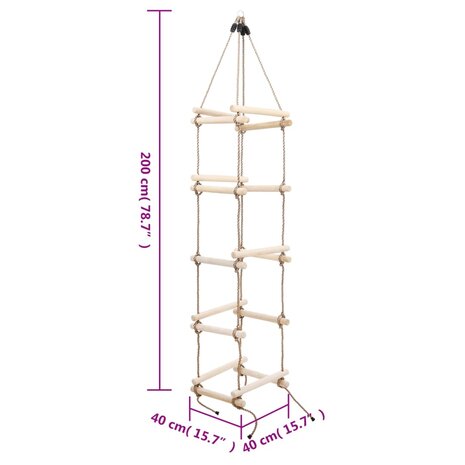 Touwladder 200 cm hout