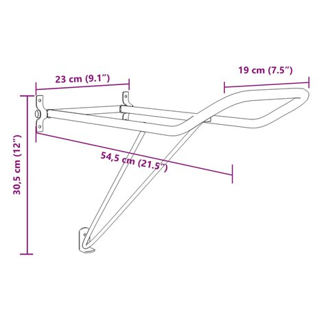 Zadelrek inklapbaar wandgemonteerd ijzer zwart