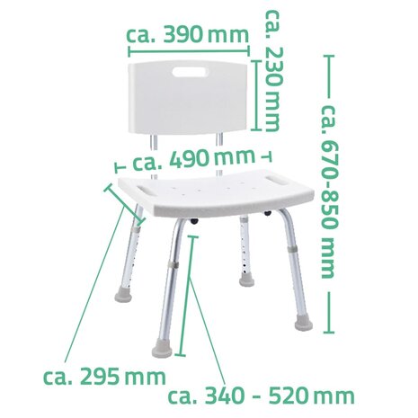 Badkamerstoel 150 kg wit A00602101