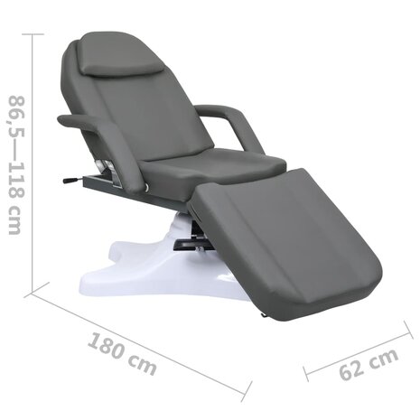 Massagetafel 180x62x(86,5-118) cm grijs