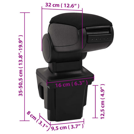 Armsteun 16x32x(35-50,5) cm ABS zwart