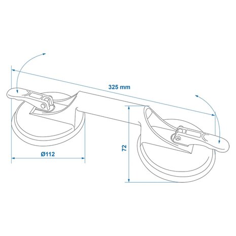 Vacuümheffer met 2 zuignappen aluminium