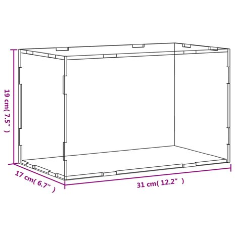 Vitrine transparant 31x17x19 cm acryl