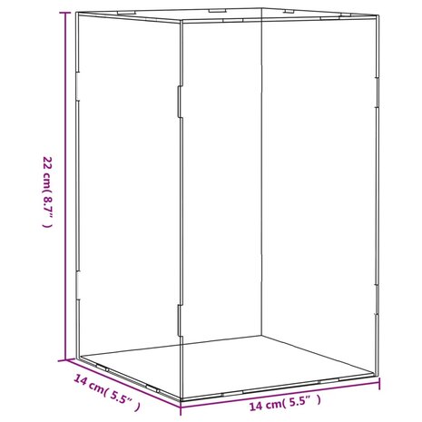 Vitrine transparant 14x14x22 cm acryl