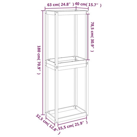 Bandenrek 63x40x180 cm massief grenenhout