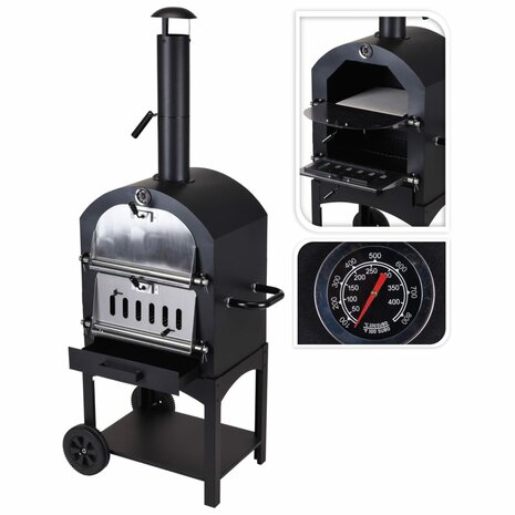 Barbecue pizzaoven zwart