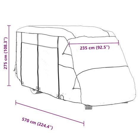 Camperhoezen 570x235x275 cm vliesvlies grijs