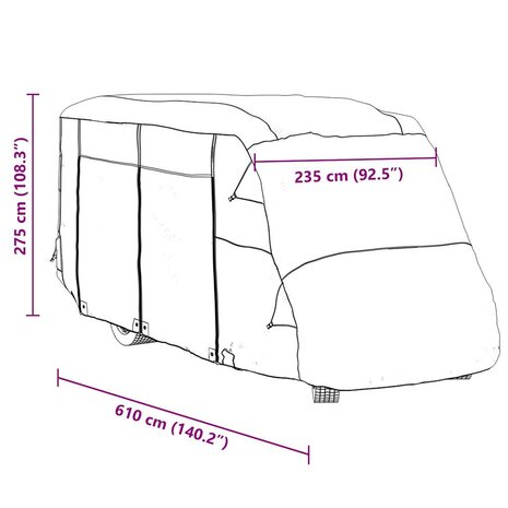 Camperhoezen 610x235x275 cm vliesvlies grijs