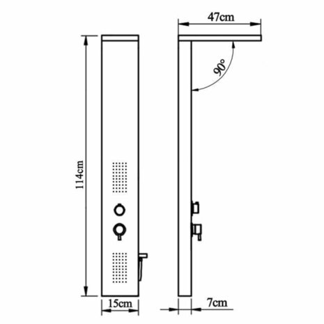 Douchepaneelsysteem aluminium wit