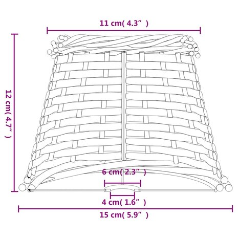 Lampenkap Ø15x12 cm wicker bruin