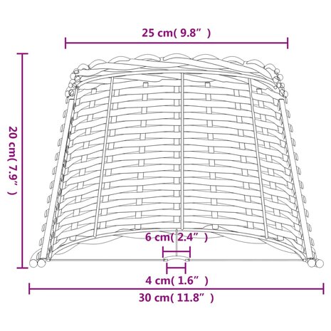 Lampenkap Ø30x20 cm wicker wit