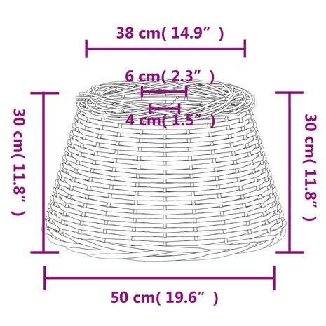 Plafondlampenkap Ø50x30 cm wicker bruin